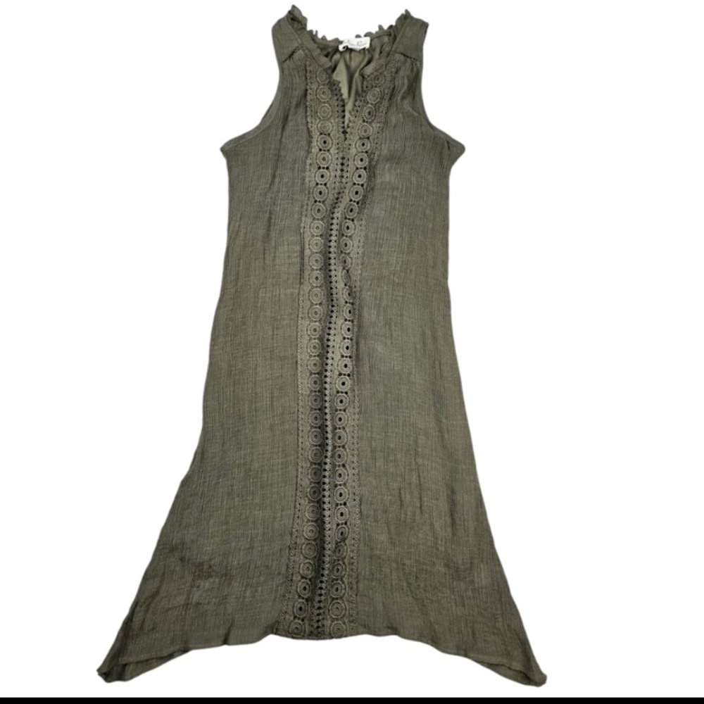 Forest Fairy Goblin Earthy Boho Chic Asymmetrical Sleeveless Dress Green‎